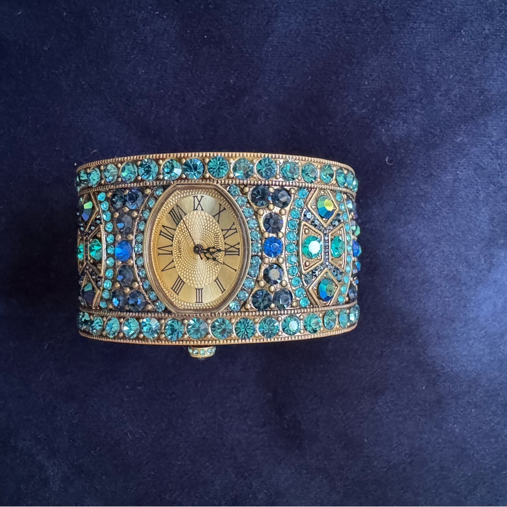 Heidi Daus Gold and Blue Crystal Watch